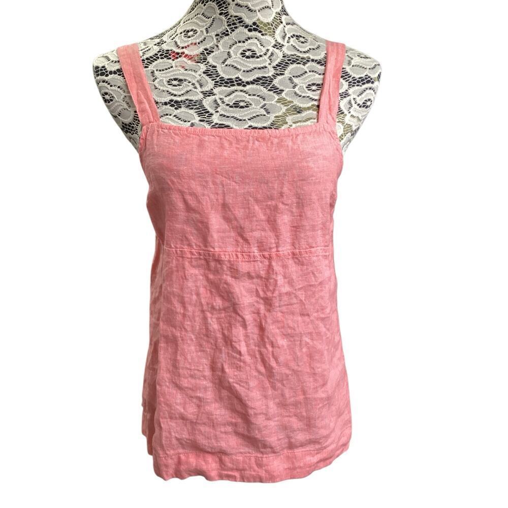 Athleta voyager flowy tank top 100% linen peach orange size SP